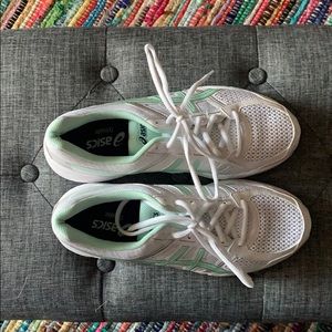 ASICS white and green
